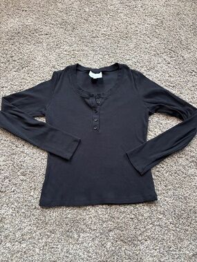 Reformation Jayden Cotton Rib Henley size medium